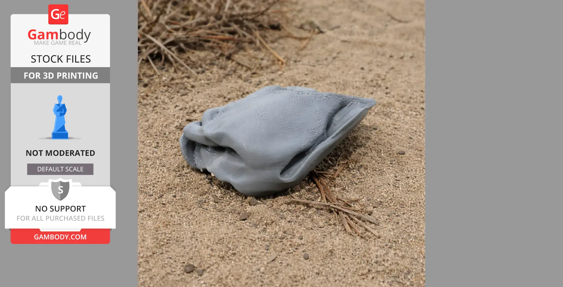 A 3D printed Aepyornis maximus skull model resting on sandy ground.