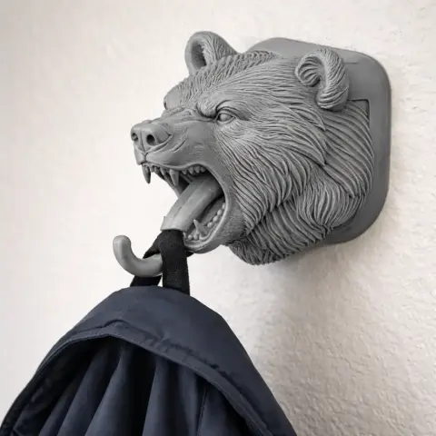 Grizzly bear HEAD WALL HANGER COAT AND KEY HOLDER HOOK