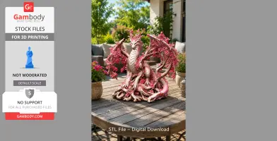 Cherry Blossom Tree Guardian Dragon STL File for 3D Print