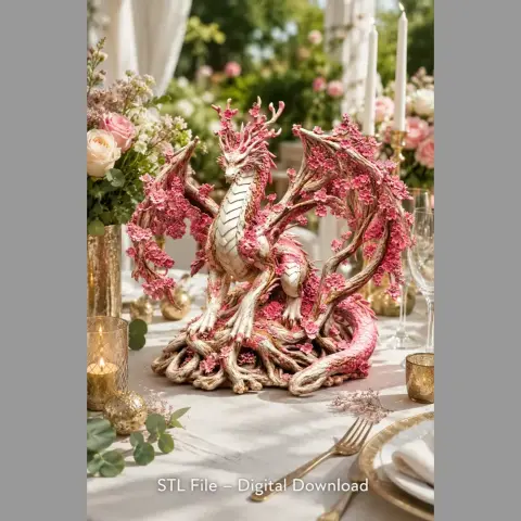 Cherry Blossom Tree Guardian Dragon STL File for 3D Print
