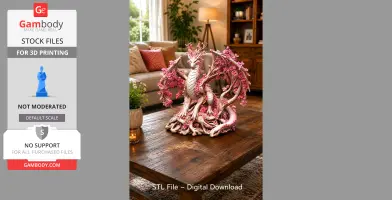 Cherry Blossom Tree Guardian Dragon STL File for 3D Print