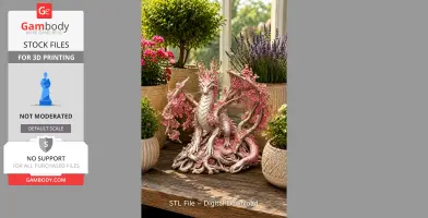 Cherry Blossom Tree Guardian Dragon STL File for 3D Print