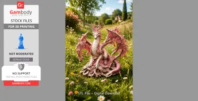 Cherry Blossom Tree Guardian Dragon STL File for 3D Print