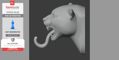 3D model of a roaring leopard head with a hook for holding coats or keys.