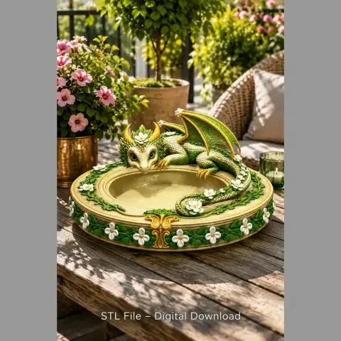 Spring Blossom Dragon Bowl STL File for 3D Print