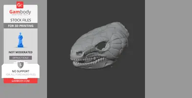 3D model of a blue-tongued skink skull with detailed textures, suitable for 3D printing.