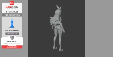A 3D model of a female character with long hair and bunny ears, viewed from the back.