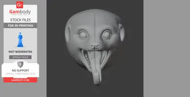 3D model of a meerkat head with an open mouth, designed as a wall hanger for coats and keys.
