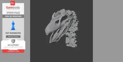 3D model of a Brontornis burmeisteri skull for 3D printing, featuring detailed bone structures.