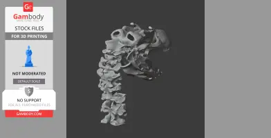3D model of Brontornis burmeisteri skull with a vertebral column, suitable for 3D printing.