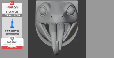 3D model of a newt's head designed as a wall hanger, featuring a mouth open for holding coats or keys.