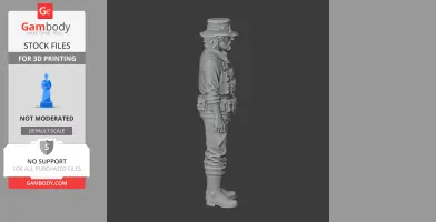 3D model of a fisherman character, side view, wearing a hat and utility vest, from Terraria.