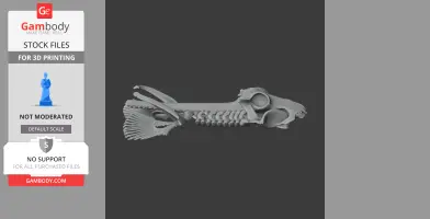 3D model of a Brownbanded Bamboo Shark skull and spine for 3D printing on a dark background.