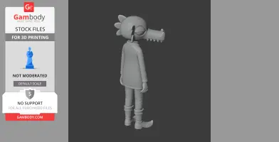 A 3D model of a cartoonish anthropomorphic creature with a long snout, standing sideways.