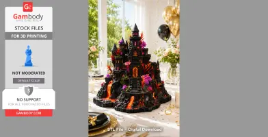 Volcanic Fantasy Fortress STL File for 3D Print