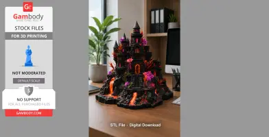 Volcanic Fantasy Fortress STL File for 3D Print