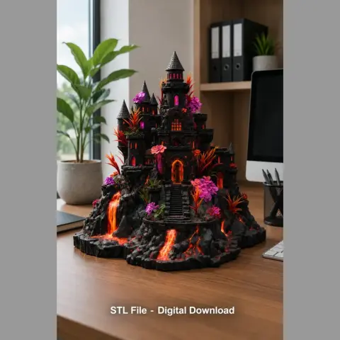 Volcanic Fantasy Fortress STL File for 3D Print