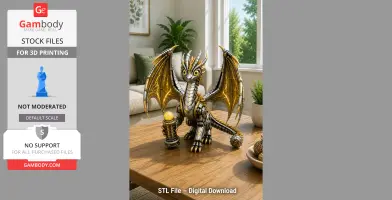 Steampunk Guardian Dragon with Energy Core Lantern STL File for 3D Print
