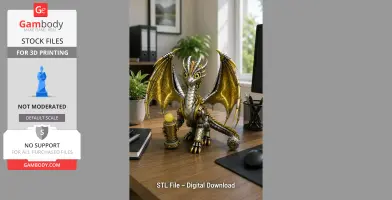 Steampunk Guardian Dragon with Energy Core Lantern STL File for 3D Print
