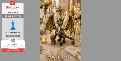 Steampunk Guardian Dragon with Energy Core Lantern STL File for 3D Print