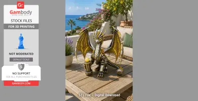 Steampunk Guardian Dragon with Energy Core Lantern STL File for 3D Print