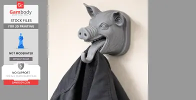 Pig HEAD WALL HANGER COAT AND KEY - Animal Wall Hook STL