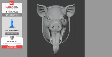 Pig HEAD WALL HANGER COAT AND KEY - Animal Wall Hook STL