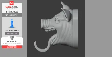 Pig HEAD WALL HANGER COAT AND KEY - Animal Wall Hook STL