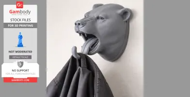 Polar bear HEAD WALL HANGER COAT AND - Animal Wall Hook STL