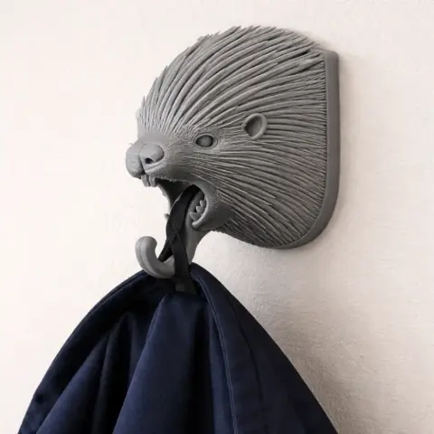 Porcupine HEAD WALL HANGER COAT AND - Animal Wall Hook STL