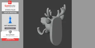 Reindeer HEAD WALL HANGER COAT AND - Animal Wall Hook STL