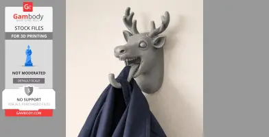 Reindeer HEAD WALL HANGER COAT AND - Animal Wall Hook STL