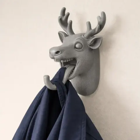 Reindeer HEAD WALL HANGER COAT AND - Animal Wall Hook STL