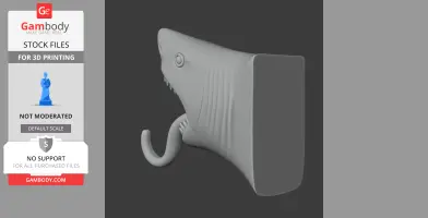 Shark Head Wall Hanger Coat and Key - Animal Wall Hook STL