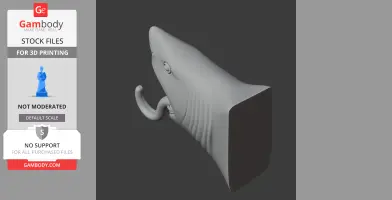 Shark Head Wall Hanger Coat and Key - Animal Wall Hook STL