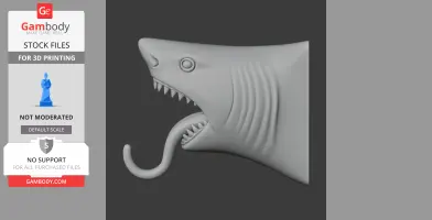 Shark Head Wall Hanger Coat and Key - Animal Wall Hook STL