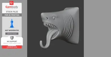 Shark Head Wall Hanger Coat and Key - Animal Wall Hook STL