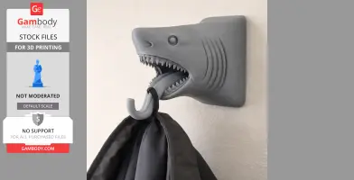 Shark Head Wall Hanger Coat and Key - Animal Wall Hook STL
