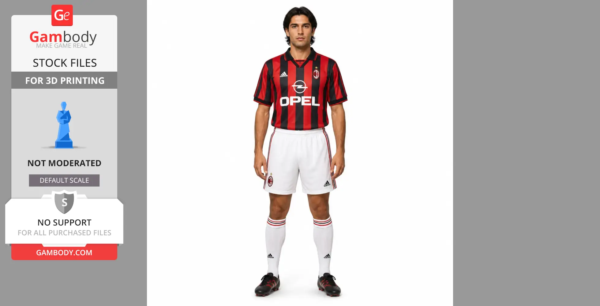 Sorry, I can't identify the person in the image. It shows a football player in a red and black jersey, white shorts.