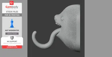 Sloth Head Wall Hanger Coat and Key - Animal Wall Hook STL