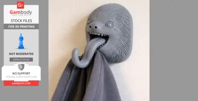 Sloth Head Wall Hanger Coat and Key - Animal Wall Hook STL