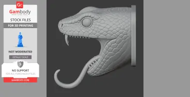 Snake Head Wall Hanger Coat and Key - Animal Wall Hook STL