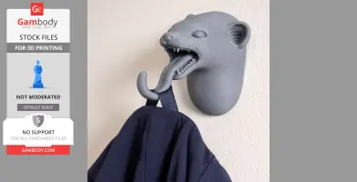 Stoat Head Wall Hanger Coat and Key - Animal Wall Hook STL
