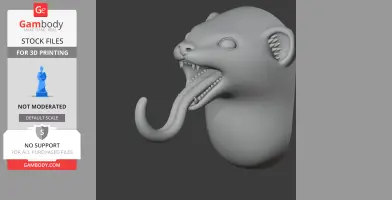 Stoat Head Wall Hanger Coat and Key - Animal Wall Hook STL