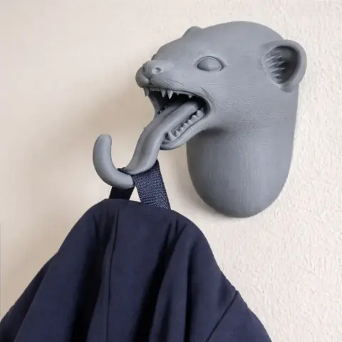 Stoat Head Wall Hanger Coat and Key - Animal Wall Hook STL