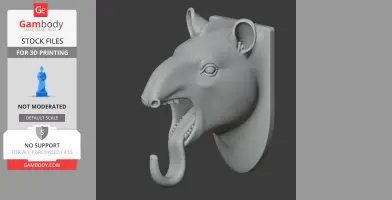 Tapir HEAD WALL HANGER COAT AND KEY - Animal Wall Hook STL
