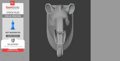 Tapir HEAD WALL HANGER COAT AND KEY - Animal Wall Hook STL
