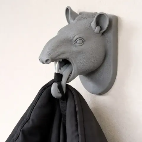 Tapir HEAD WALL HANGER COAT AND KEY - Animal Wall Hook STL