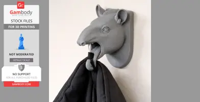 Tapir HEAD WALL HANGER COAT AND KEY - Animal Wall Hook STL