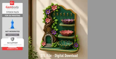 Fantasy Fairy Key Holder and Bow Shelf STL File for 3D Print